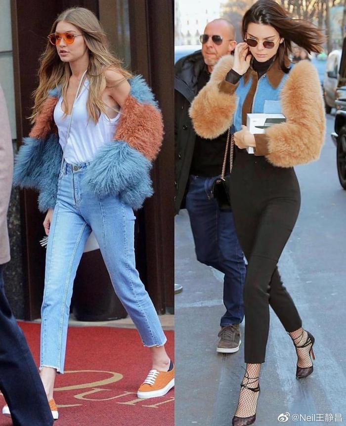 当Gigi Hadid和Kendall Jenner穿相似的衣服，两人的对比！