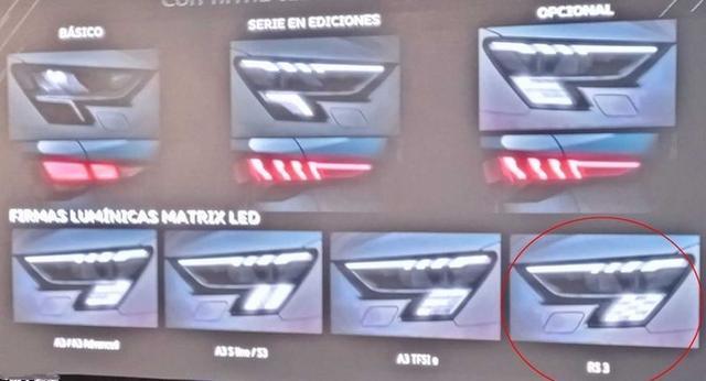奥迪全新RS3大灯组曝光，将在明年年初亮相