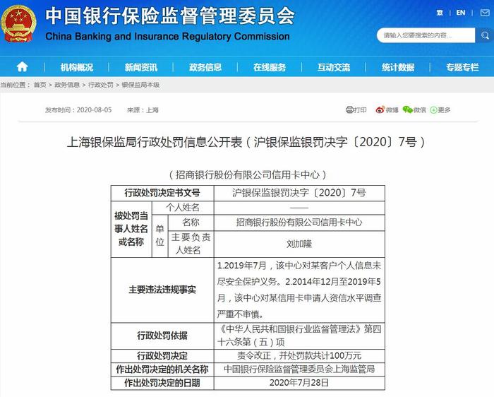 因这几项违规,交行、招行各有一家信用卡中心收百万罚单