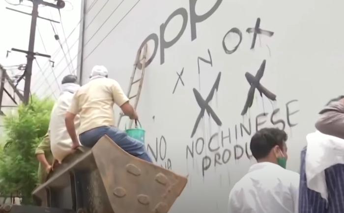 印度民间掀起反华情绪,视频截图