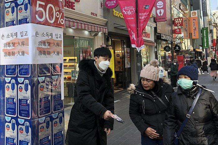 2020年2月疫情爆发以后的韩国明洞。图片来源:视觉中国
