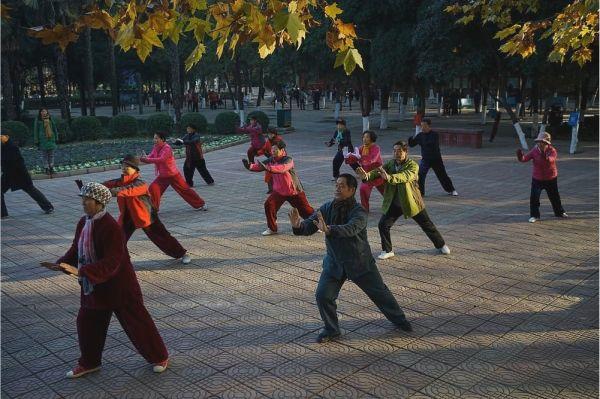 河南焦作市民在公园练习太极拳(联合国教科文组织网站)