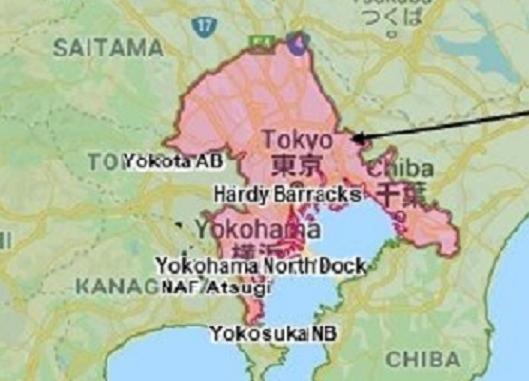 驻日美军陆军禁止进入的地区(东京都及周围3县)