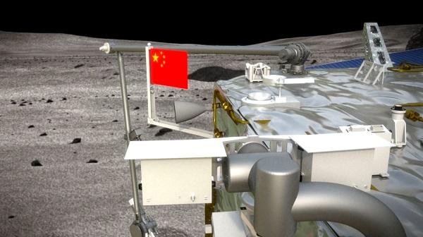 五星红旗月面展示模拟图