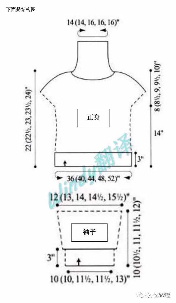 改版杏儿黄：从上往下织的女士棒针圆肩毛衣（附图解）