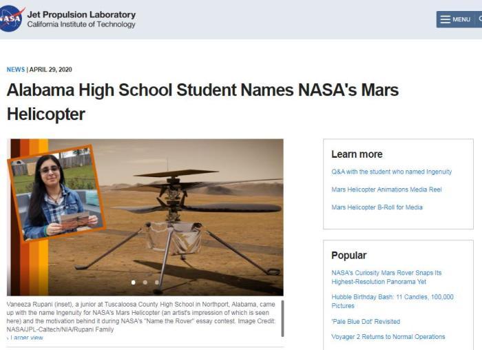 图片截自美国国家航空航天局(NASA)官网。
