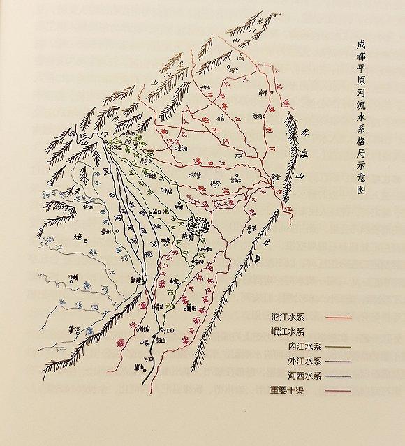 成都平原河流水系格局示意图。图片来源:《成都河流故事》