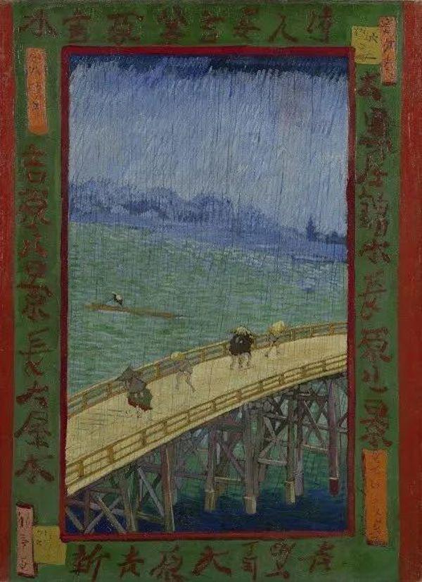 梵高《雨中大桥》,1887年10-11月,创作于巴黎,现藏于梵高博物馆