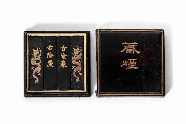 未使用品】胡開文 大富貴亦寿考 蒼珮室主人製 【中国徽墨 古墨
