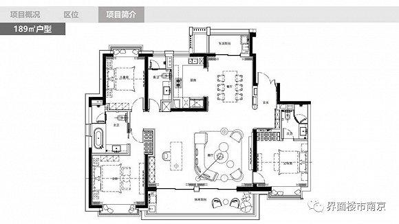 ▲建筑面积189㎡3+1房2厅3卫户型图