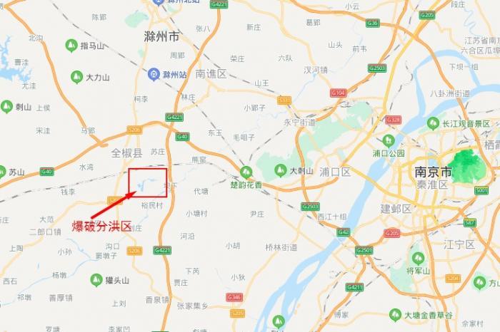 (分洪区位置。图据百度地图)