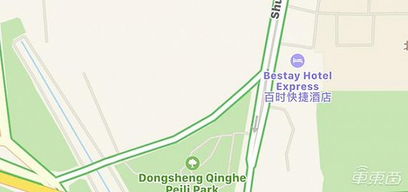 双清路一路段出现斜向路口(上图),路口地图(下图)