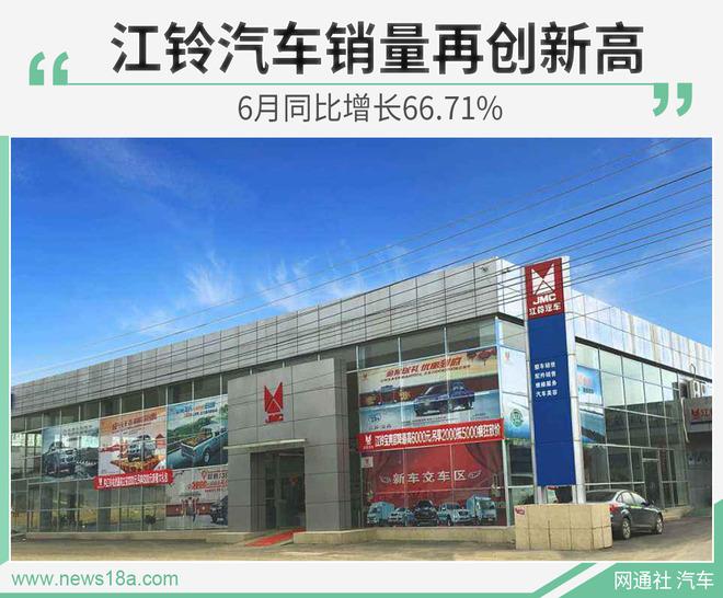 江铃汽车销量再创新高 6月同比增长66.71%