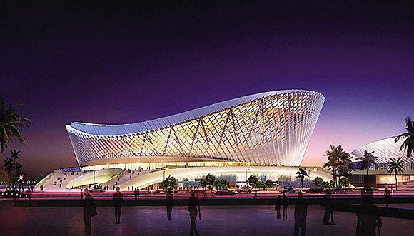 海口五源河文体中心(二期)体育馆效果图。