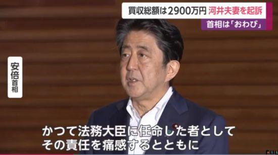 日本前法相夫妇涉嫌贿选被起诉 安倍出面向国民道歉
