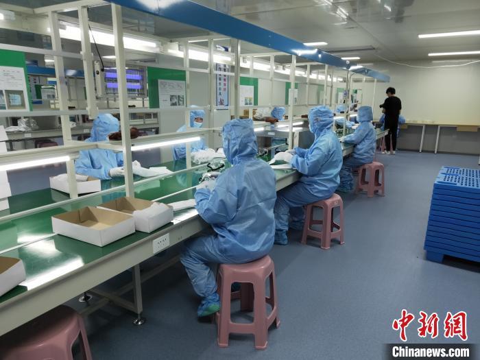浙江临海一家企业的护目镜生产线。 临海市杜桥镇供图