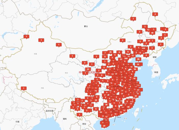 △ 麦当劳大陆分布图