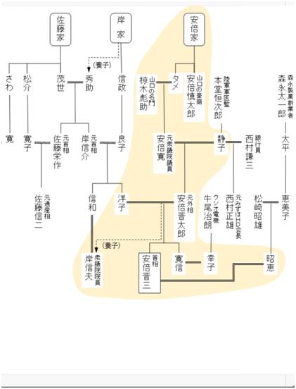 安倍家族关系图图源:推特
