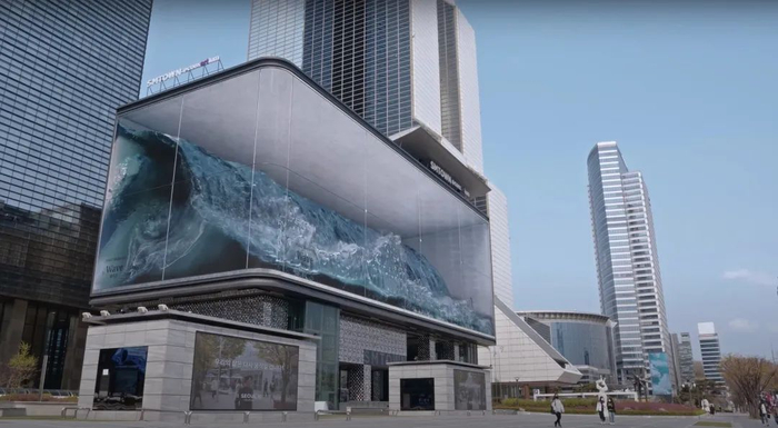 △ 首尔街头的公共媒体艺术项目——WAVE。图片来源 | YouTube @d
