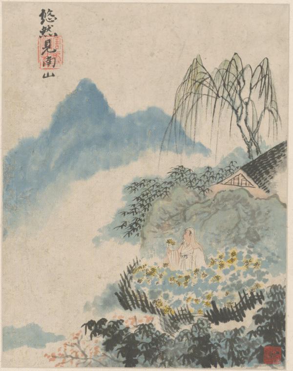 清 石涛《陶渊明诗意图册》(局部)故宫博物院藏