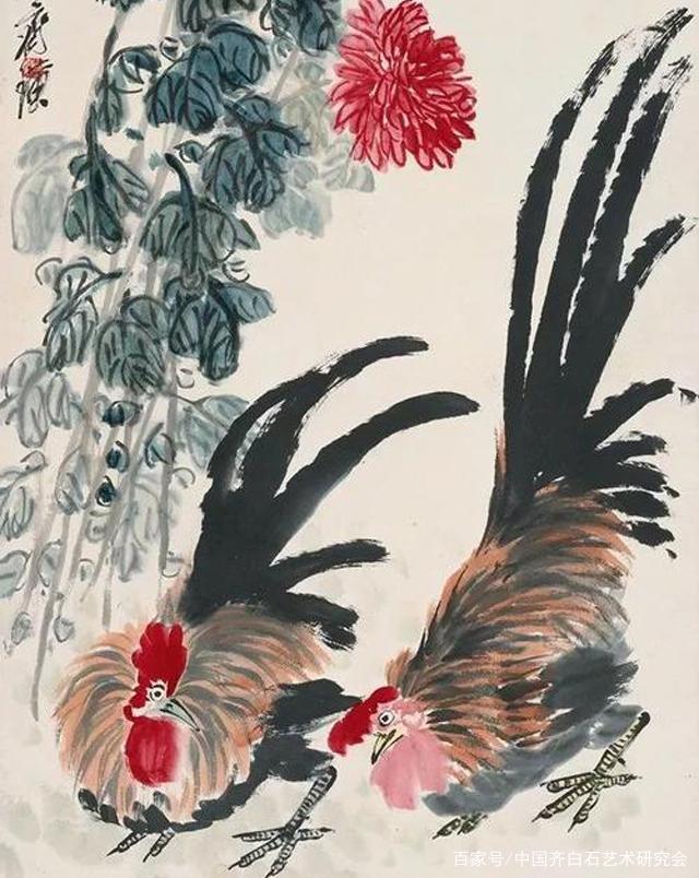 白石翁 公雞圖 齐白石公鸡蚱蜢镜心，成交价格_多少钱_什么价_哪里买_交易出售_