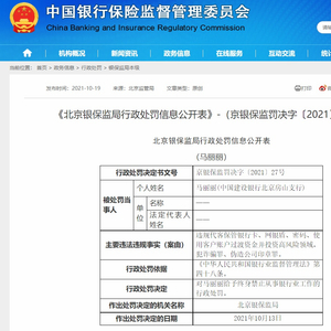 因犯诈骗罪、伪造公司印章罪 建设银行北京房山支行一员工遭终身禁业