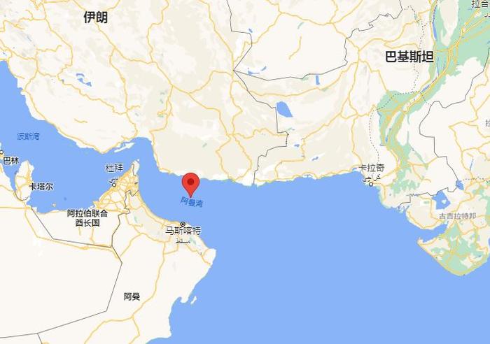 事发的阿曼湾位置 截图自谷歌地图