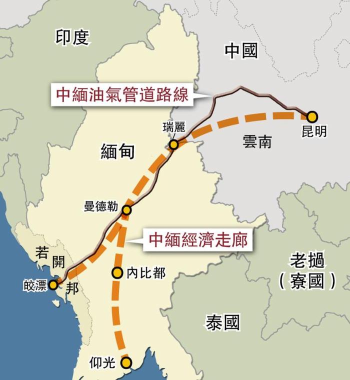 中缅经济走廊示意图 图自亚洲周刊