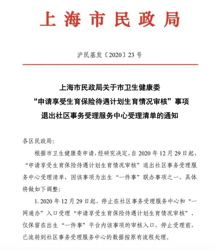 ▲2020年12月25日,上海市民政局的通知。