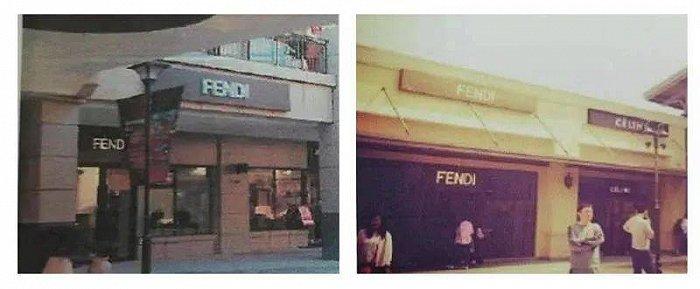 图为益朗公司经营的“FENDI”店铺(左)和芬迪公司直营品牌折扣店(右)图片来源:浦江天平