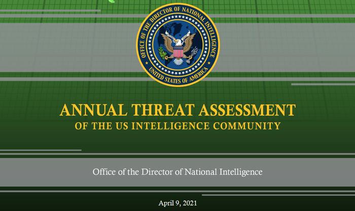ODNI《2021年年度威胁评估报告》封面