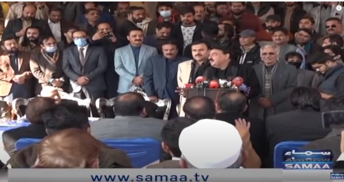 谢赫·拉希德·艾哈迈德在28日对媒体公开的讲话 图源:SAMAA TV