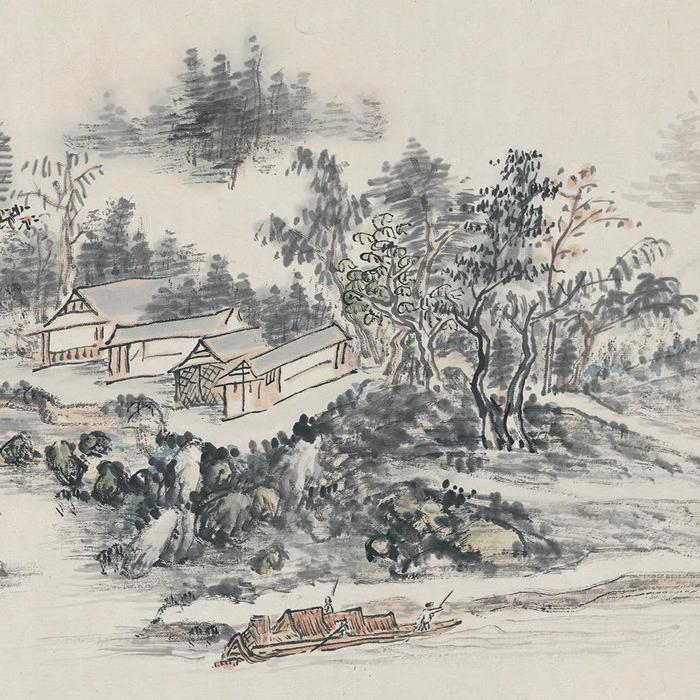 中国古美術・山水四条屏通屏画芯・黄宾虹印款・水墨画・純手描き・文房置物・水印付き 中国古美術・山水四条屏通屏画芯・黄宾虹印款・水墨画・純手描き