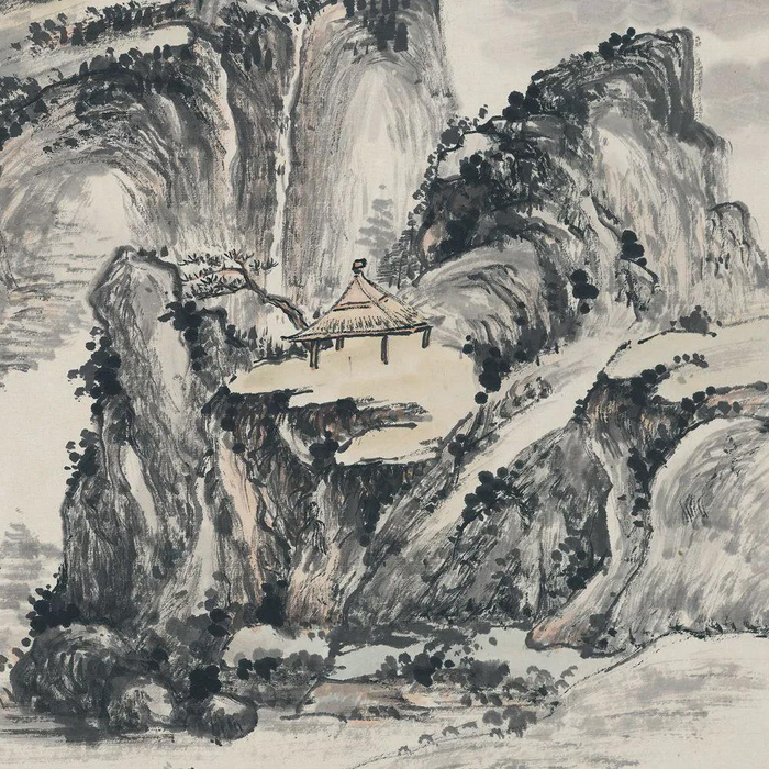 中国古美術・山水四条屏通屏画芯・黄宾虹印款・水墨画・純手描き・文房置物・水印付き 中国古美術・山水四条屏通屏画芯・黄宾虹印款・水墨画・純手描き