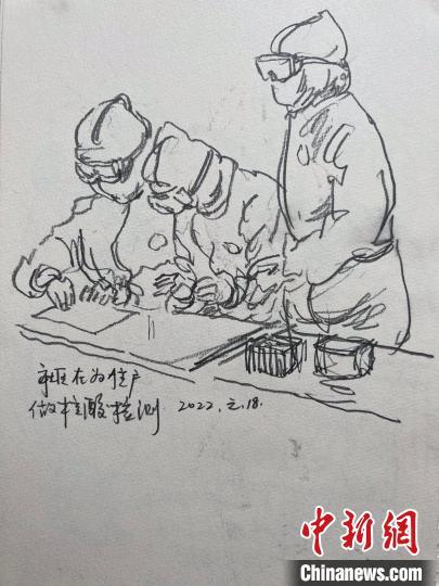 合肥居民30分钟速写多幅作品 记录核酸检测演练现场