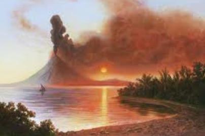 描绘坦博拉火山爆发的画作