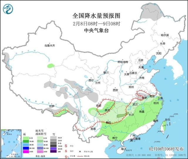 南方地区雨雪持续 湖北安徽局地有暴雪