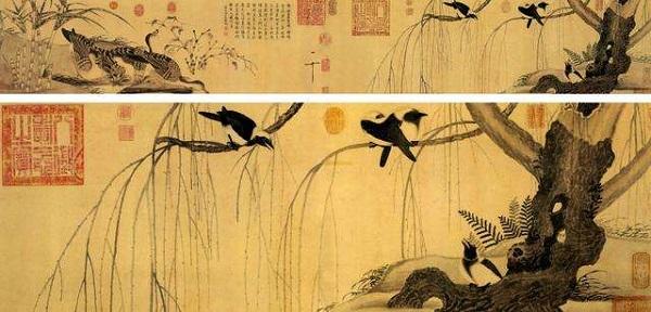 北宋 宋徽宗 《柳鸭芦雁图》 上海博物馆藏
