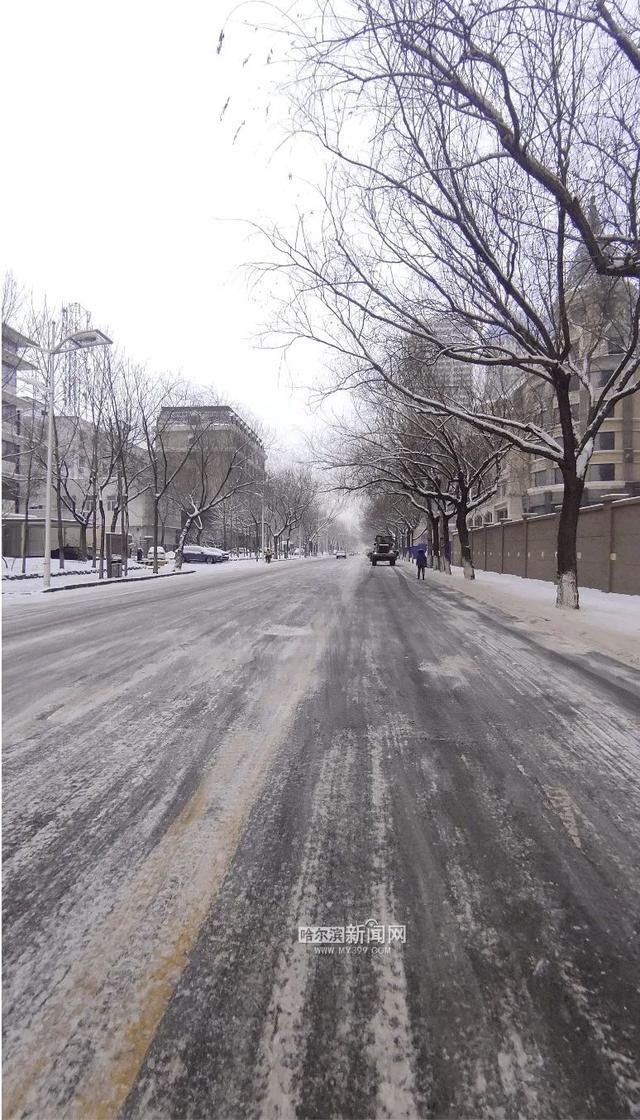 哈尔滨全市主干街路积雪清理完毕 今天还会有阵雪，交警部门发布提示