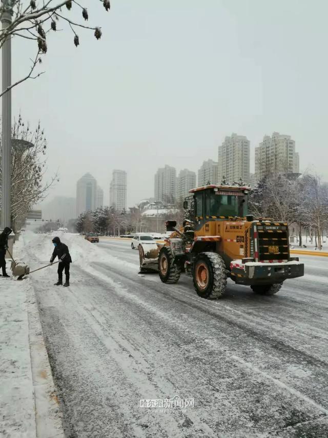 哈尔滨全市主干街路积雪清理完毕 今天还会有阵雪，交警部门发布提示