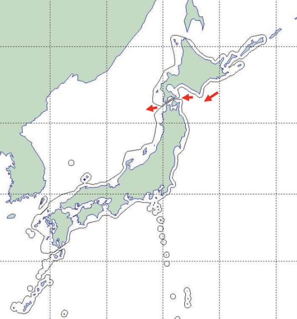 俄罗斯海军所属舰艇航线图,图自日本防卫省通报
