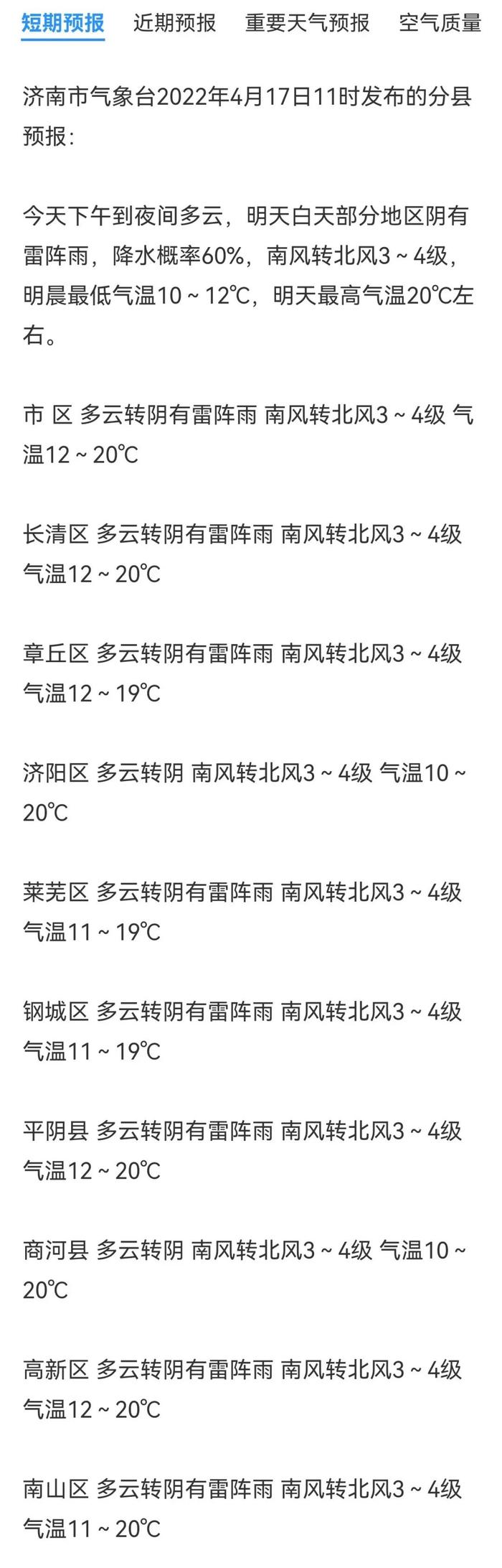 降温+雷阵雨马上到，山东多地将“变天”，济南8地受影响||注意，下周上班时间有变