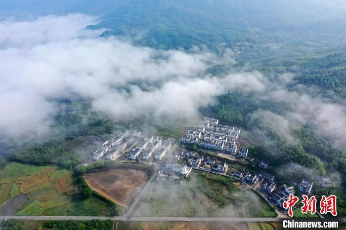 航拍安徽黄山雨后初霁云海美