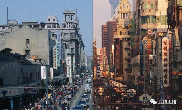 上海南京路1980年至1990年的变迁。来源:thatsmags
