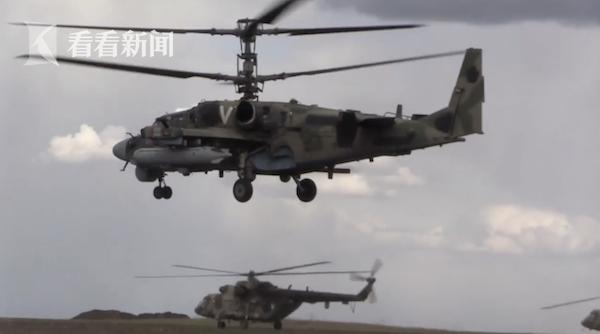 视频｜俄公布卡52武装直升机攻击视频 乌军事设施被毁