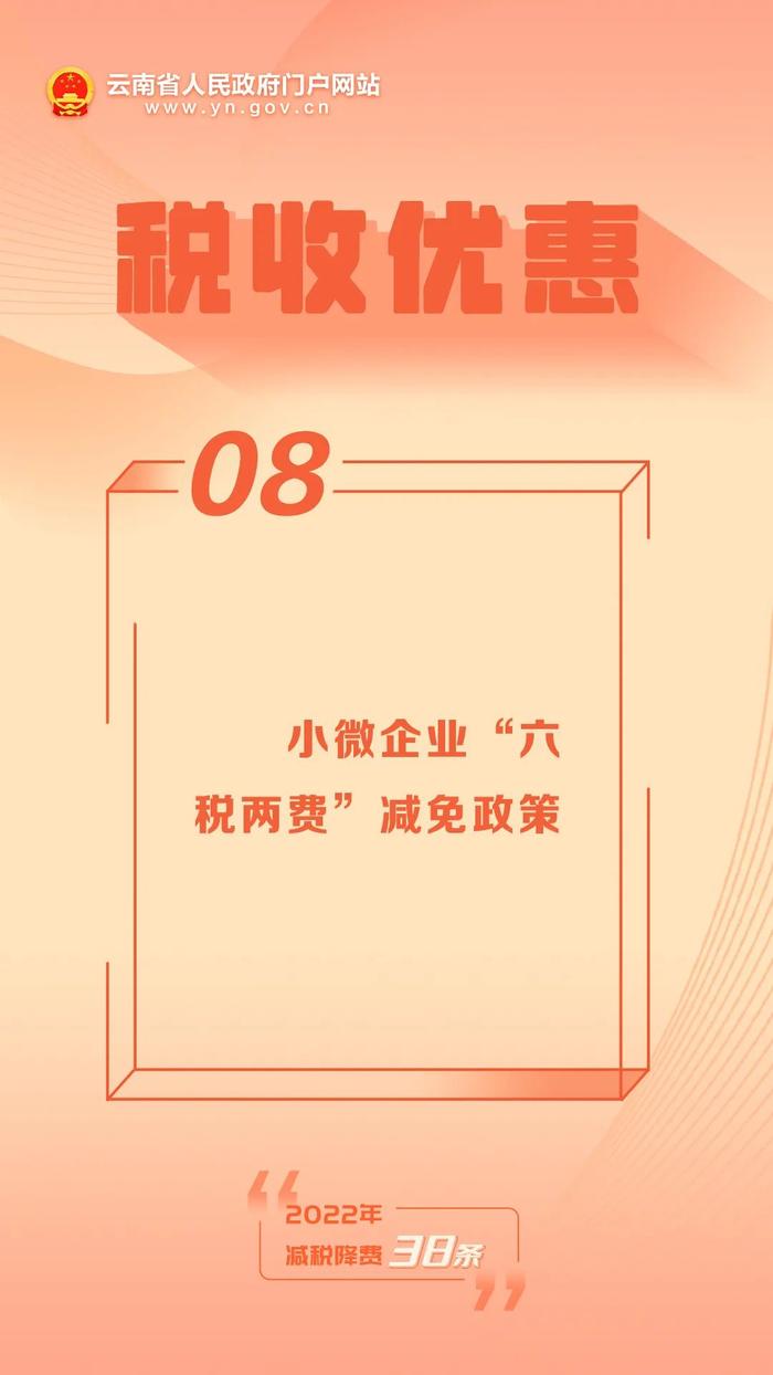 【2022年减税降费38条】⑧ 小微企业“六税两费”减免政策