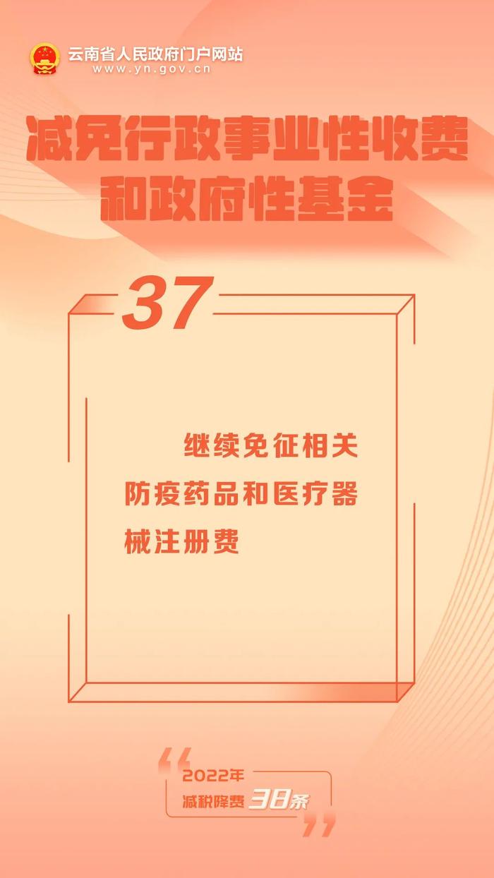 【2022年减税降费38条】㊲ 继续免征相关防疫药品和医疗器械注册费