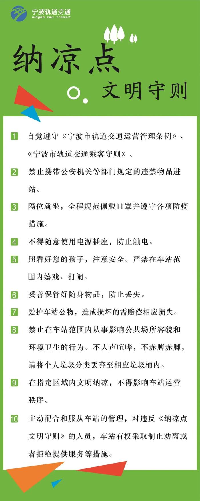 宁波地铁开放首批47个纳凉点！有你家附近吗