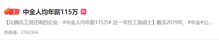 涉事员工被停职！中金公司卷入晒薪风波，去年人均年薪降至98万…