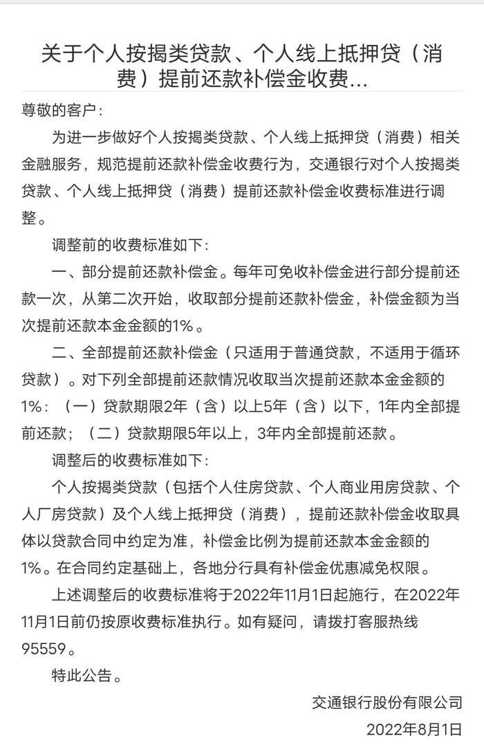 交行宣布：提前还房贷将收取补偿金！其他银行会跟进吗？